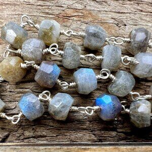 Sundance $168 NEW 36" Labradorite Sterling Silver Beaded Long Chain Necklace